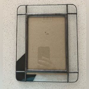 Silver glass stained glass like picture frame 4.5x6.5” inner 7.5x9.5” outer
